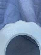 Pair of White Glass Lamp Shades with Metal Trim