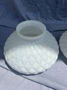 Pair of White Quilted Pattern Glass Lamp Shades