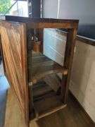 HANDCRAFTED WOODEN BAR OR COUNTER ON CASTERS