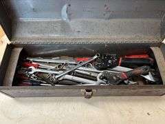 Toolbox with Variety of Hand Tools Including Wrenches and Screwdrivers