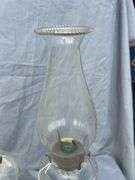 Two Clear Glass Oil Lamps