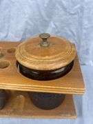 Smoking Set with Tobacco Humidor, Pipe Holder, and Floral Decorated Items