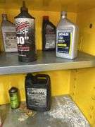 Justrite Flammable Liquid Storage Cabinet with Assorted Fluids and Supplies