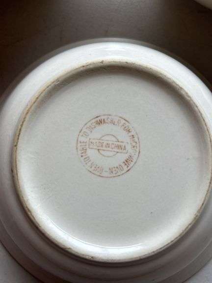 Set of 5 Porcelain Bowls with Brown Trim - Made in China