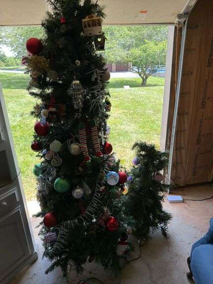 Assorted Decorated Christmas Trees with Ornaments image
