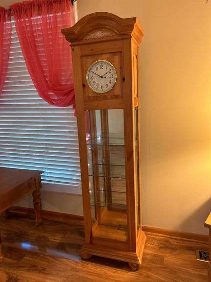 Grandfather Style Curio Cabinet with Clock image