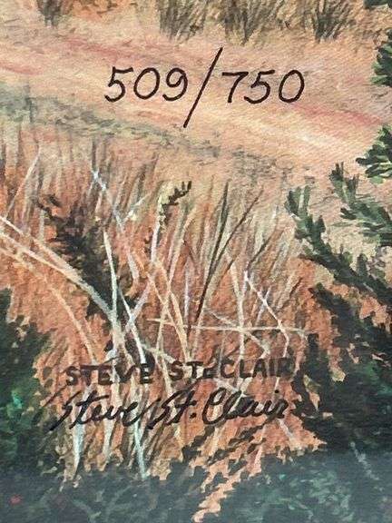 Steve St. Clair Deer and Covered Bridge Framed Print 509/750