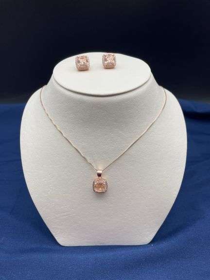 Rose Gold Tone Necklace and Earring Set image