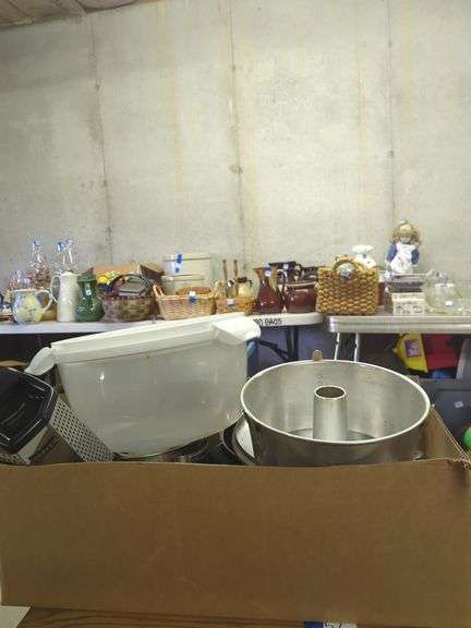 Baking and Cooking Assortment: Cake Carrier, Bundt Pan, Saucepans, Better Homes and Gardens Mugs, Grater & Thermometer