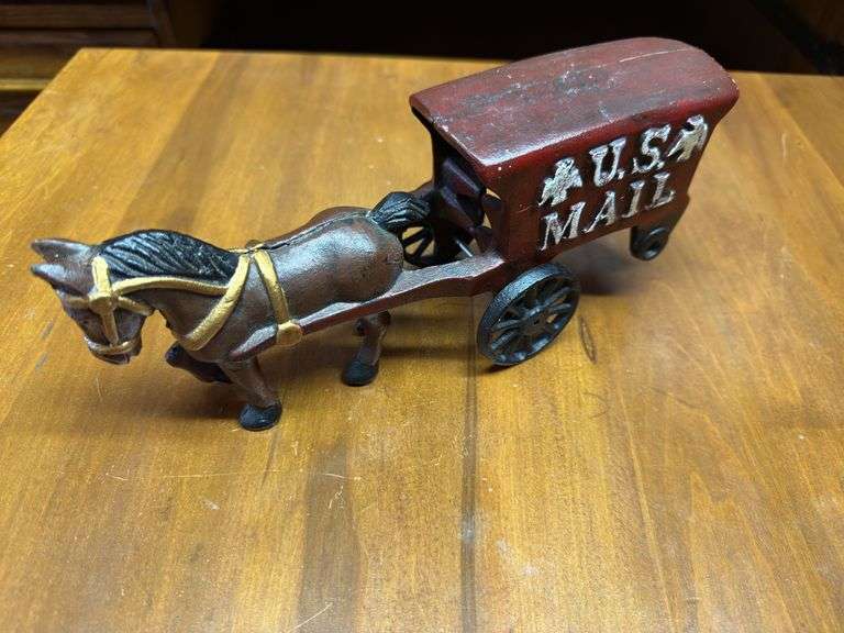 Cast Iron U.S.A. Mail Horse-Drawn Carriage image
