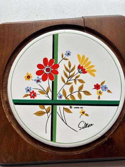 Saltora 1981 Floral Cheese Dome and Wood Base