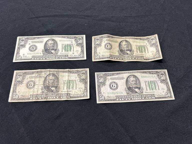 Four 1934 Series $50 Federal Reserve Notes