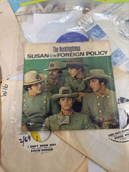 BOX OF VINTAGE 45 LP RECORDS