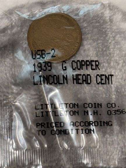 LITTLETON COIN COMPANY IN PLASTIC 1939 LINCOLN HEAD PENNY image