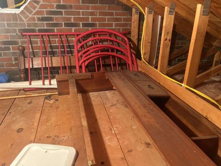 Red Metal Bed Frame and Wooden Headboard & Footboard image