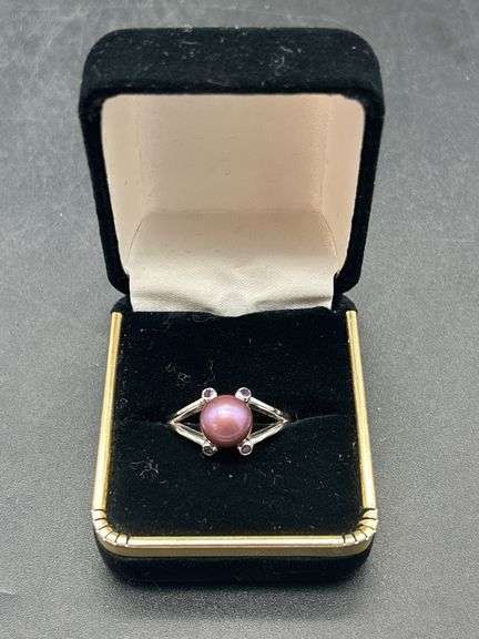 Sterling Silver Pink Pearl and Amethyst Ring - Size 10 image