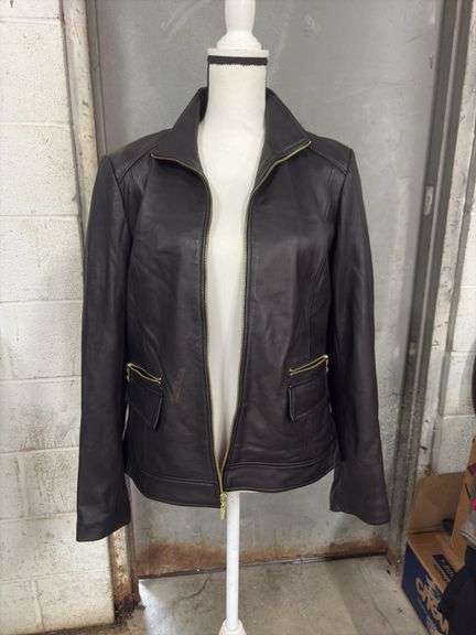 WOMENS- COLE HAAN- SIZE LARGE- SHELL GENUINE LAMB SKIN- BLACK JACKET- image