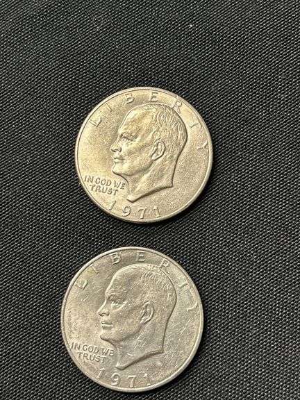 Two 1971 Eisenhower One Dollar Coins