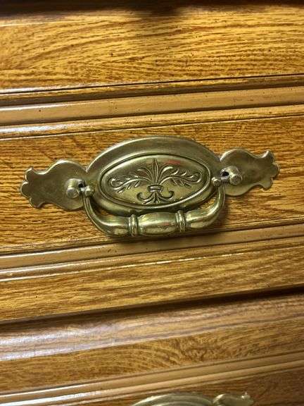 Wooden 5-Drawer Chest with Ornate Details