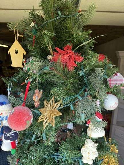Assorted Decorated Christmas Trees with Ornaments