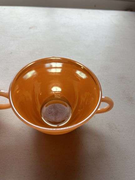Set of 4 Fire King Peach Luster Oven Ware Mugs
