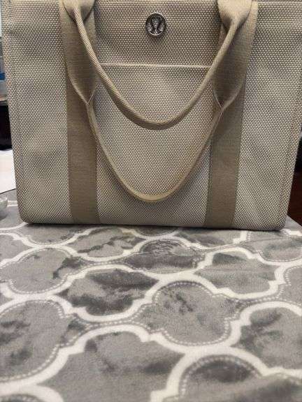 AUTHENTIC LULU LEMON TWO TONE CANVAS TOTE BAG image