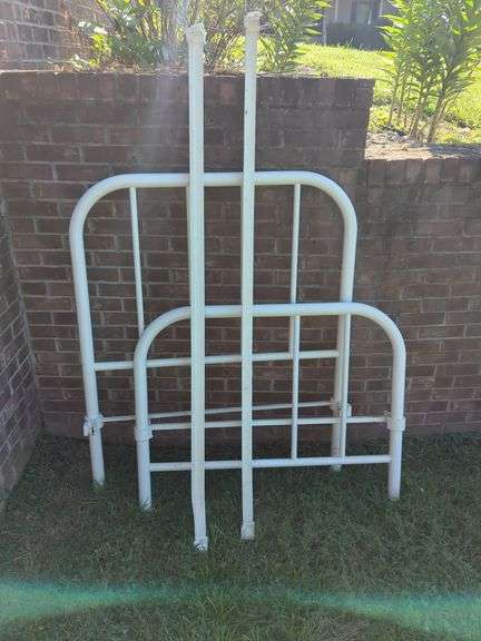 White Metal Bed Frame - Headboard, Footboard & Side Rails