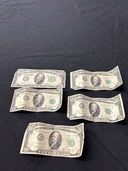Lot of Five $10 Bills - US Currency