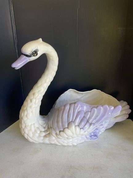 Ceramic Swan Planter - Decorative Bird Figurine