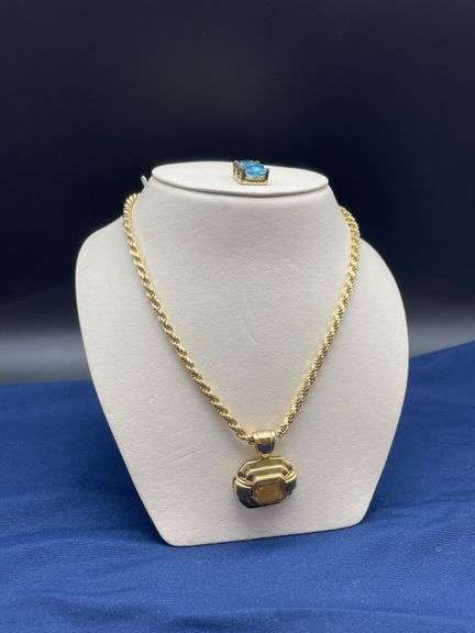 Gold Tone Necklace with Pendants image