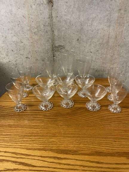 Set of Clear Glass Dessert Cups - Floral Base