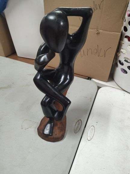 CARVED WOOD STATUE 19 INCHES TALL