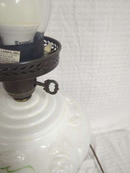 Floral Milk Glass Lamp