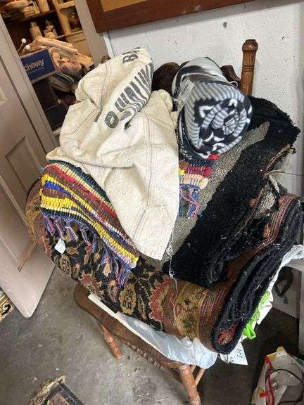 Collection of Rugs, Blanket and Flour Sack image