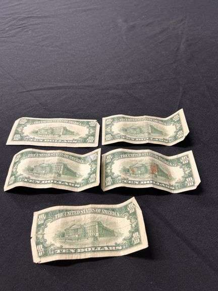 Lot of Five $10 Bills - US Currency