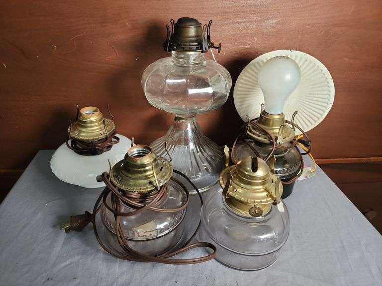 Group of 5 Oil Lamps Electrified image