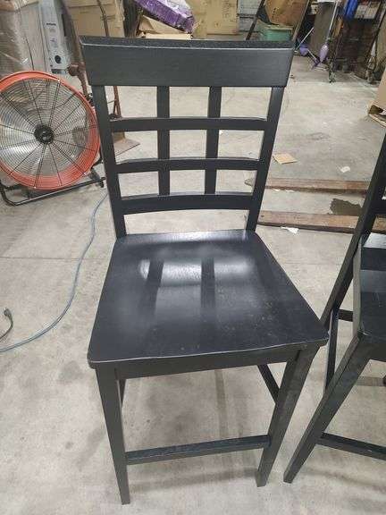 SET OF 2 BLACK BAR STOOLS WOOD - 30 INCHES FLOOR TO SEAT