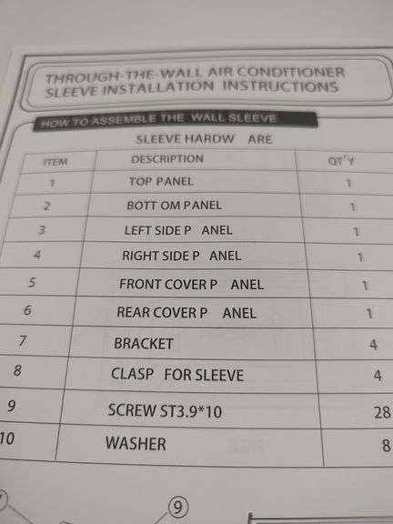 NEW IN BOX - THROUGH THE WALL AIR CONDITIONER SLEEVE