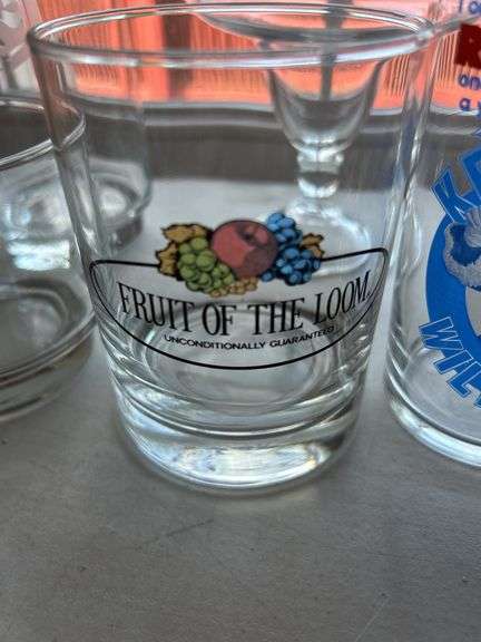 Assorted Collectible Glasses - Fruit of the Loom, Kentucky Wildcats, 1982 World's Fair