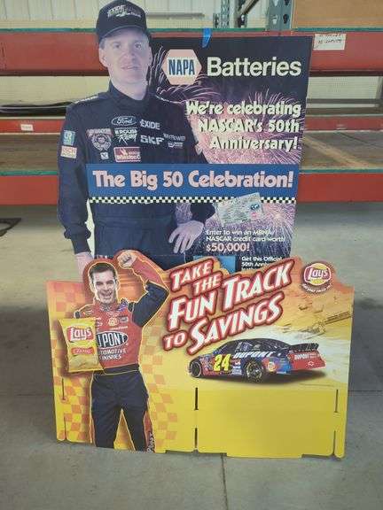 NASCAR 50th Anniversary Advertising Display: Napa Batteries and Lays Chips image
