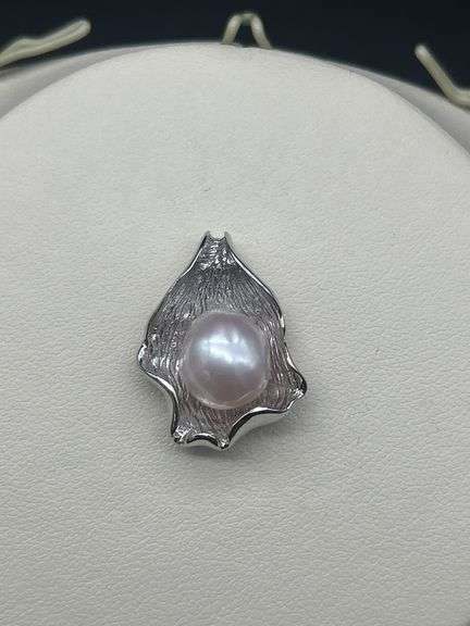 Silver Tone Pendant with Pearl image
