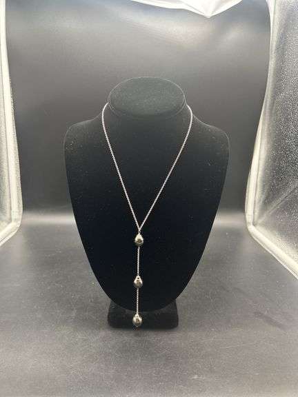 Sterling Silver Necklace with Teardrop Pearl Accents image