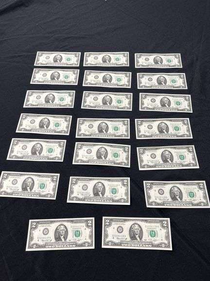 Lot of 20 Two Dollar Bills