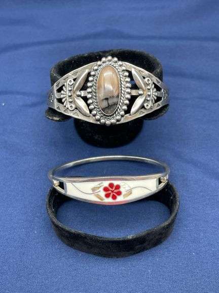 Two Sterling Silver Native American Cuff Bracelets image