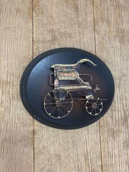Framed Amish Country Print with Metal Carriage Wall Decor