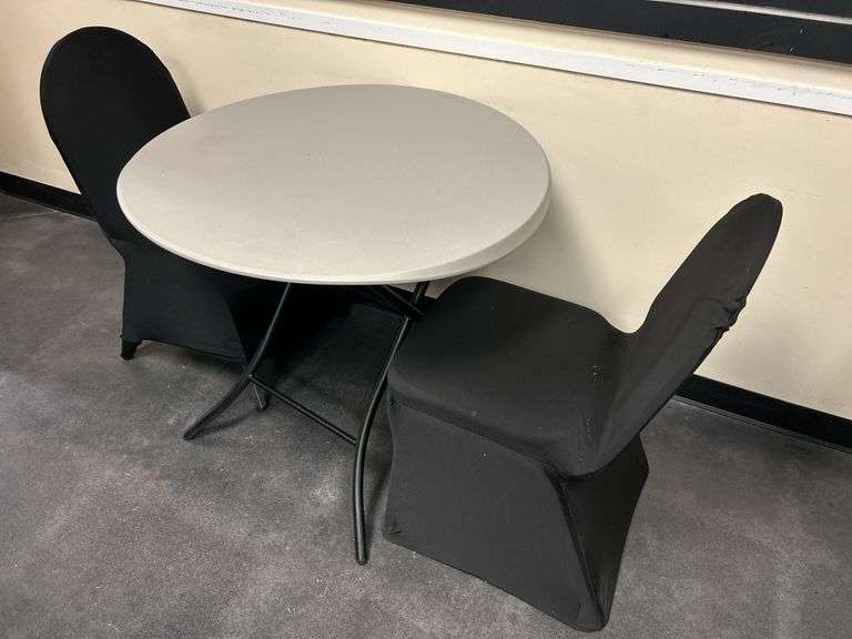 Folding Table and Two Chairs with Covers