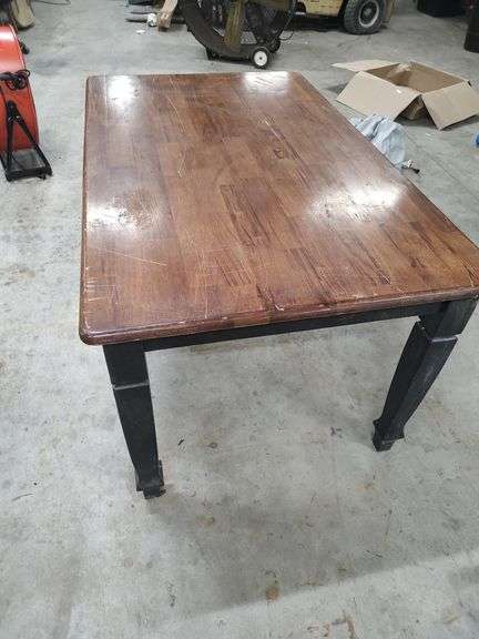 FARMHOUSE STYLE DINING TABLE DOES HAVE SOME FINISH SCUFFS - 60X36X30