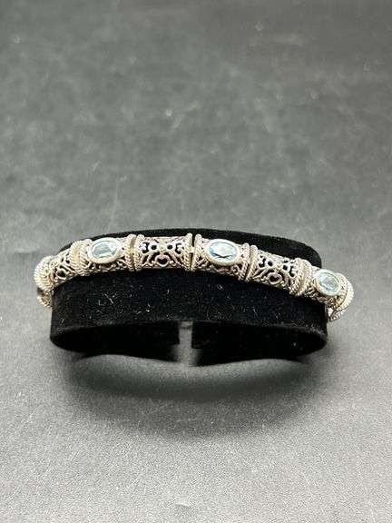Sterling Silver Seta Bracelet with Blue Stones image