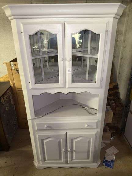 White Painted Corner Display Cabinet
