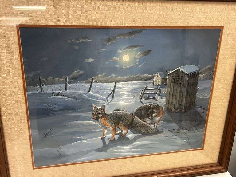 Steve St. Clair Signed Framed Winter Fox Print